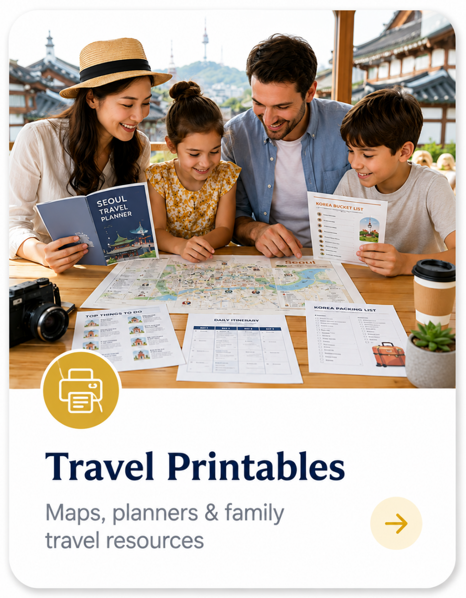 Korea family travel printables for parents and children