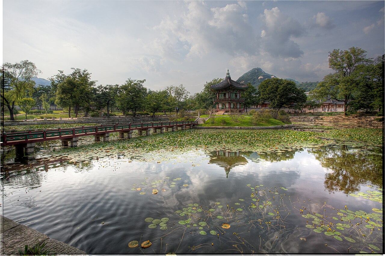Hyangwonjeong Pavilion and pond at Gyeongbokgung Palace in Seoul